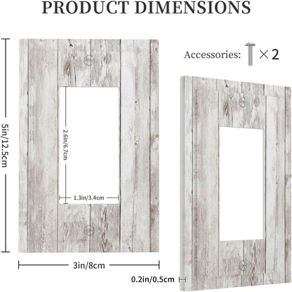 Decorative Outlet Covers Rustic Vintage White Wood Grain 1 Gang Single Rocker Light Switch Cover Plate Wall Plates GFCI Faceplate for Farmhouse Home Decor