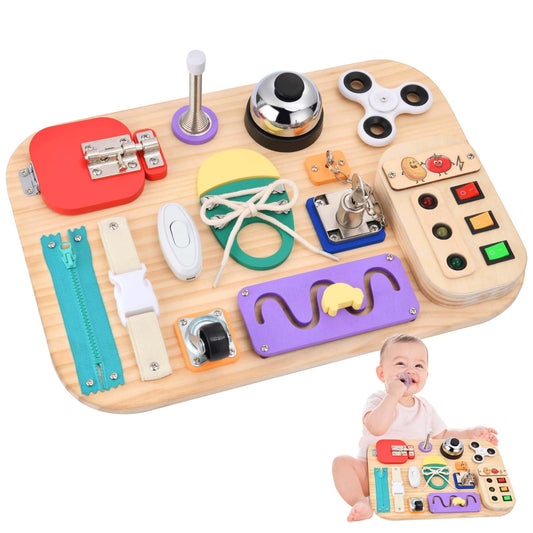 Potatomato Montessori Busy Board - Wooden Sensory Toys for Toddlers -Activity Board Toys for Fine