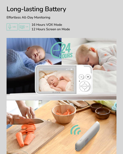 NeoView Video Baby Monitor -3.5” Screen, 2-Way Audio, Video Loop Recording, Night Vision, Real-Time/VOX Monitoring, Temperature Sensor, Lullabies, No Wi-Fi (Supports Up to 128GB)