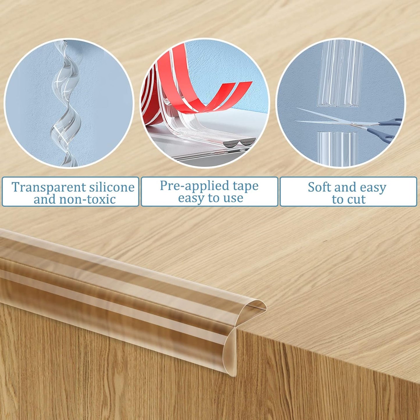Edge Protector Baby Proofing Corner Protectors Clear Corner Guards Silicone Child Safety Edge Covers Bumper for Table, Cabinets, Crib, 6.6 ft x 1.2 inch Sharp Edge Protector with 4 Pack Corner Guards