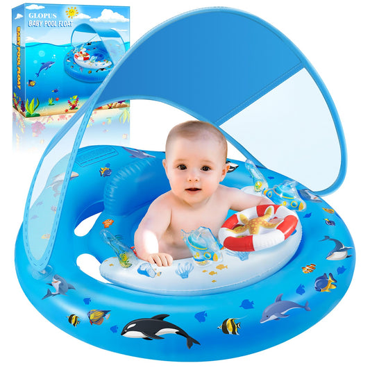 Baby Pool Float with Canopy Upf50+ Sun Protection, Baby Swimming Float