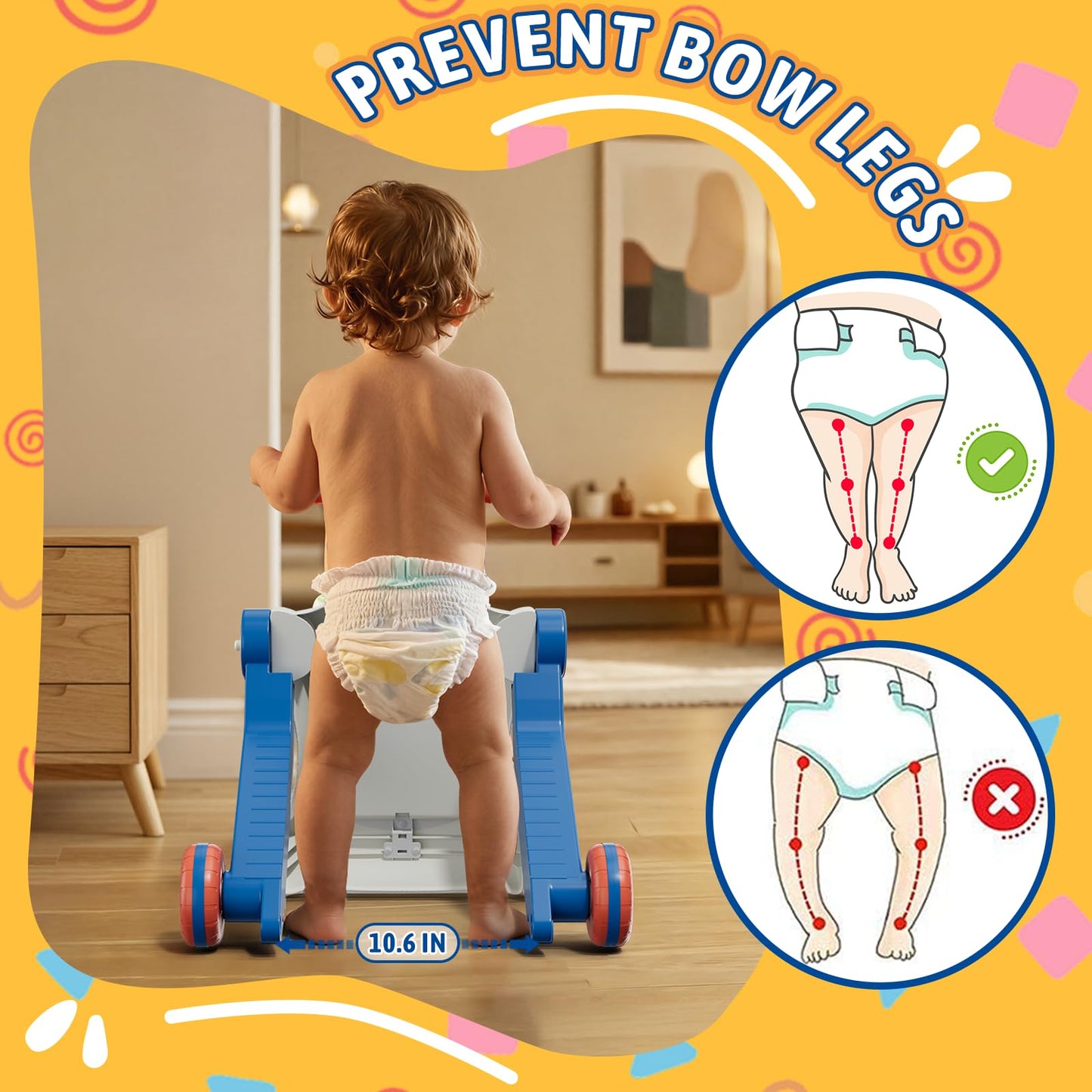 HYES 5 in 1 Baby Push Walker for Baby Boy, Blue