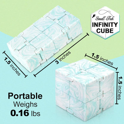 SMALL FISH Infinity Cube Sensory Fidget Toy, Sensory Tool EDC Fidgeting Game for Kids and Adults, Cool Mini Gadget Best for Stress and Anxiety Relief, Hand-Held Fidget Toy (Marble)