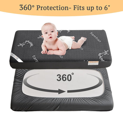 BEDLORE Waterproof Crib Mattress Protector 2 Pack, Ultra Soft Bamboo Viscose Crib Mattress Pad