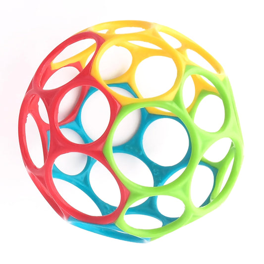 Bright Starts Oball Easy Grasp Classic Ball BPA-Free Infant Toy in Red, Yellow, Green, Blue, Age