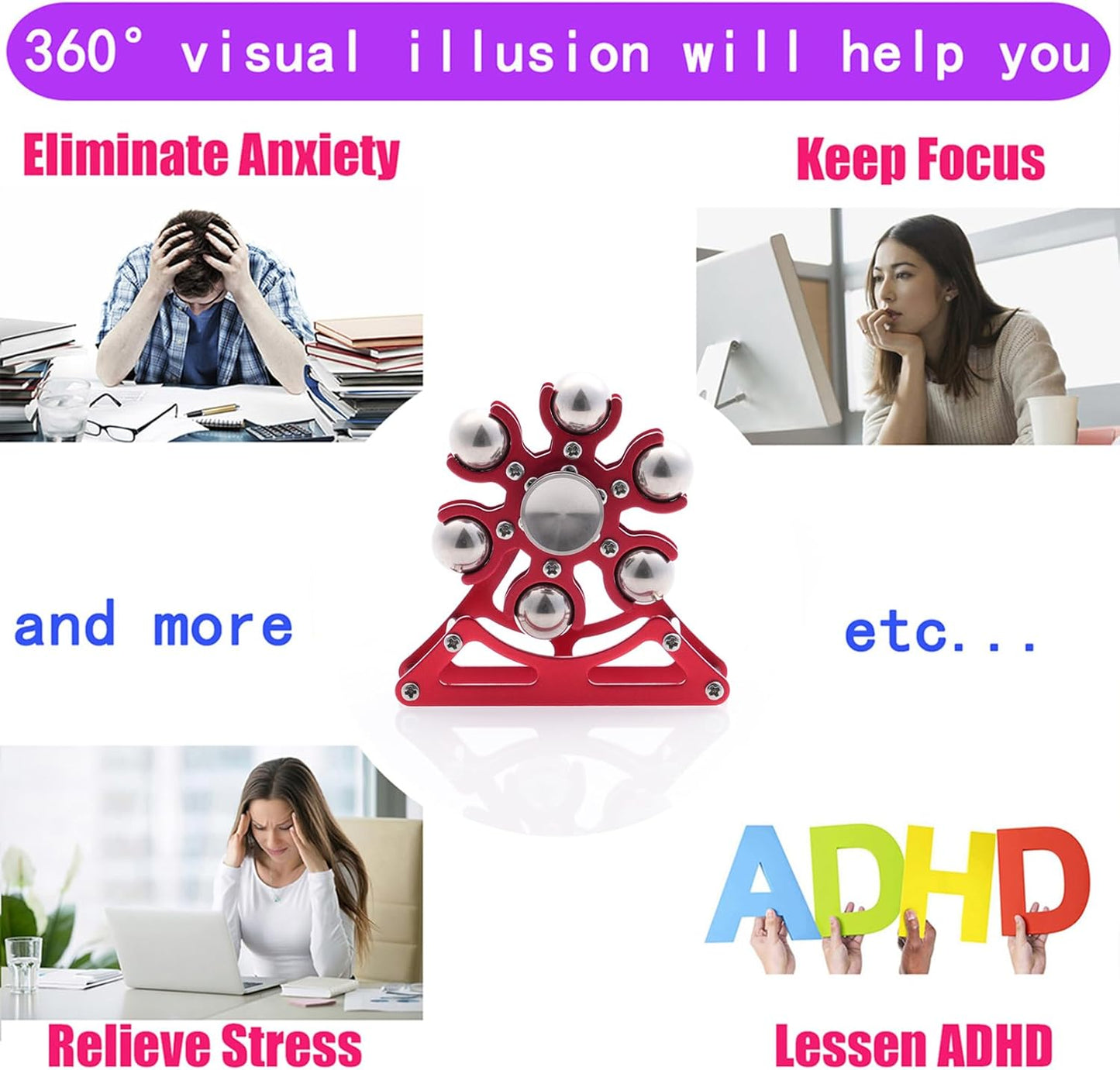 Desk-Fidget-Toys for Ferris-Wheels-Spinner: 4mins Kinetic-Metal-Spinner, Cool-Gadgets-Stuff for Kid Children Teen Adult EDC-Toy, ADHD Tools Stress Relief for Office Home School Men Woman Christmas