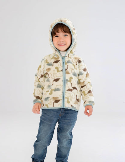 Toddler Printed Polar Fleece hooded Jacket Baby Boys Girls Kids Winter Warm Spring Autumn Outerwear Soft Lightweight