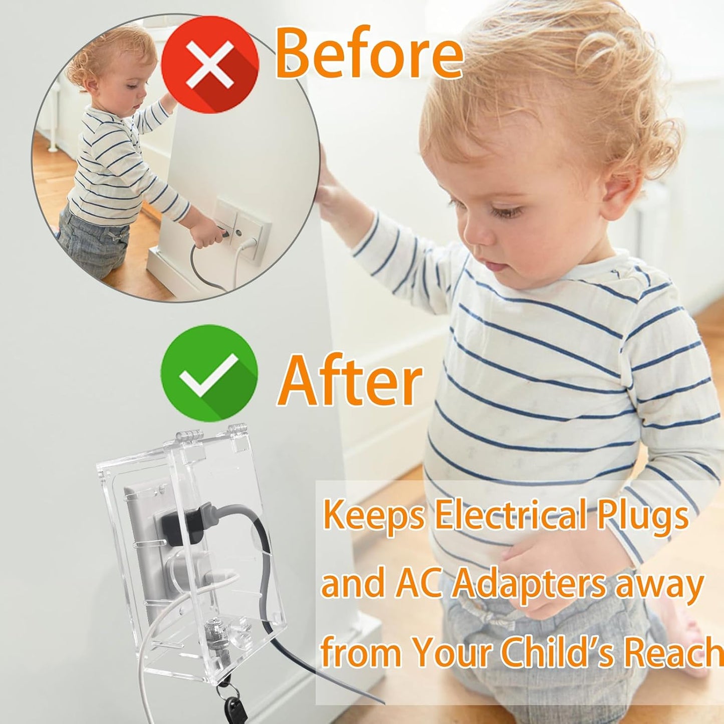 Baby Safety Outlet Cover Box, Outlet Covers, Plug Covers for Electrical Outlets, Socket Covers for Outlets Fit 5.9