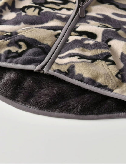 Toddler Printed Polar Fleece hooded Jacket Baby Boys Girls Kids Winter Warm Spring Autumn Outerwear Soft Lightweight