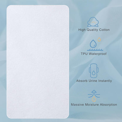 Waterproof Crib Mattress Protector Pad, 34" x 54", Washable, Reusable Flannel Protector Pad for
