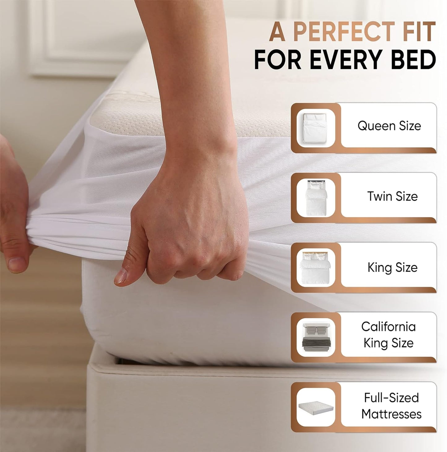 Waterproof Organic Mattress Protector California King - Organic Cotton Breathable Mattress Pad Cover - 200 GSM Comfort - Deep Pocket - Fitted Comfort