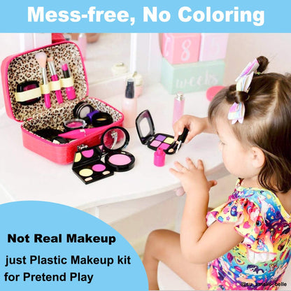 TEPSMIGO Pretend Makeup Kit for Girls, Kids Pretend Play Makeup Set - with Cosmetic Bag for