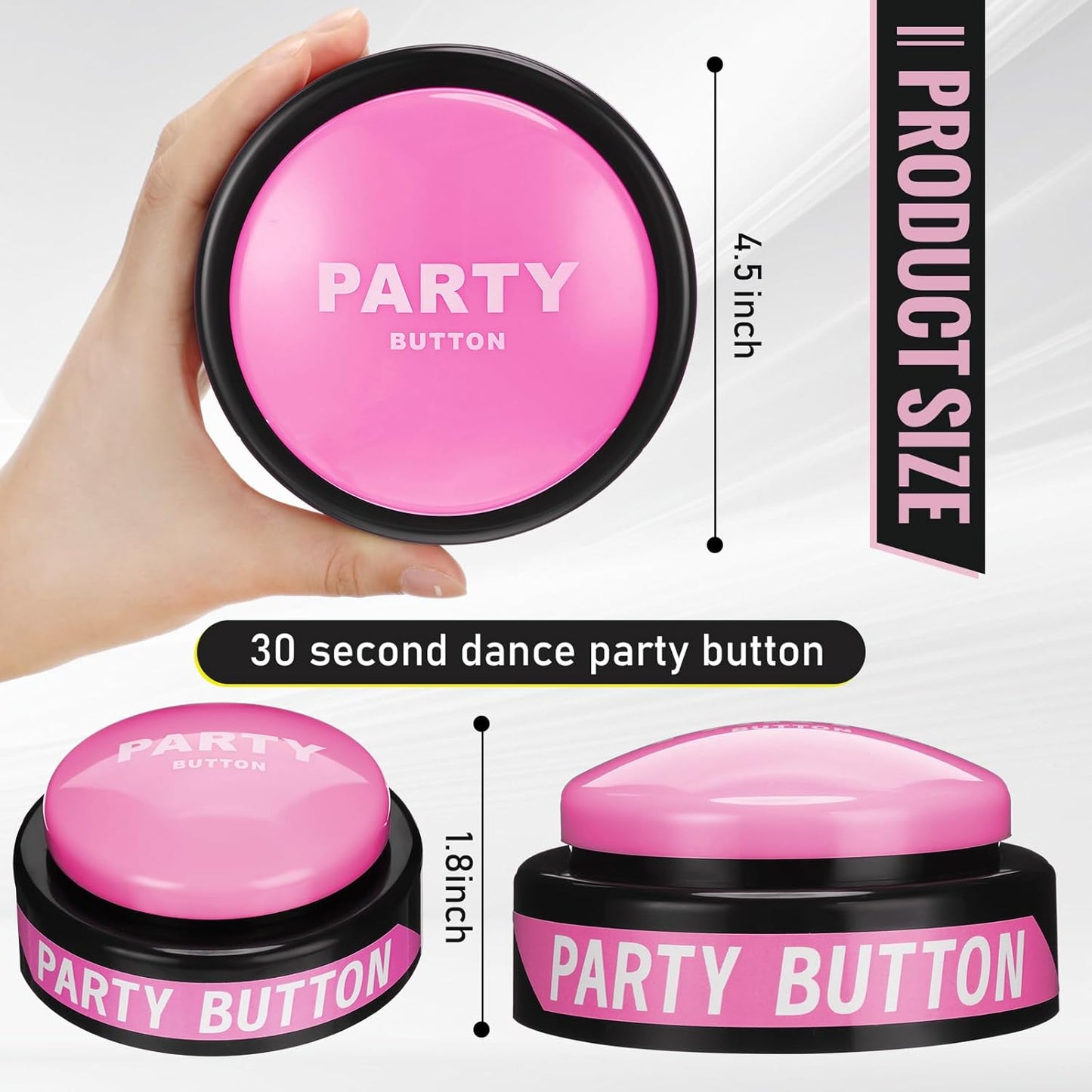 Dance Party Button with Music Sound Button Desk Toys for Office for Adults Classroom Buzzers Novelty Fun Gag Gifts Office Toys Desk Decor Gadget, 4.5 x 4.5 x 1.5 Inch (Pink)