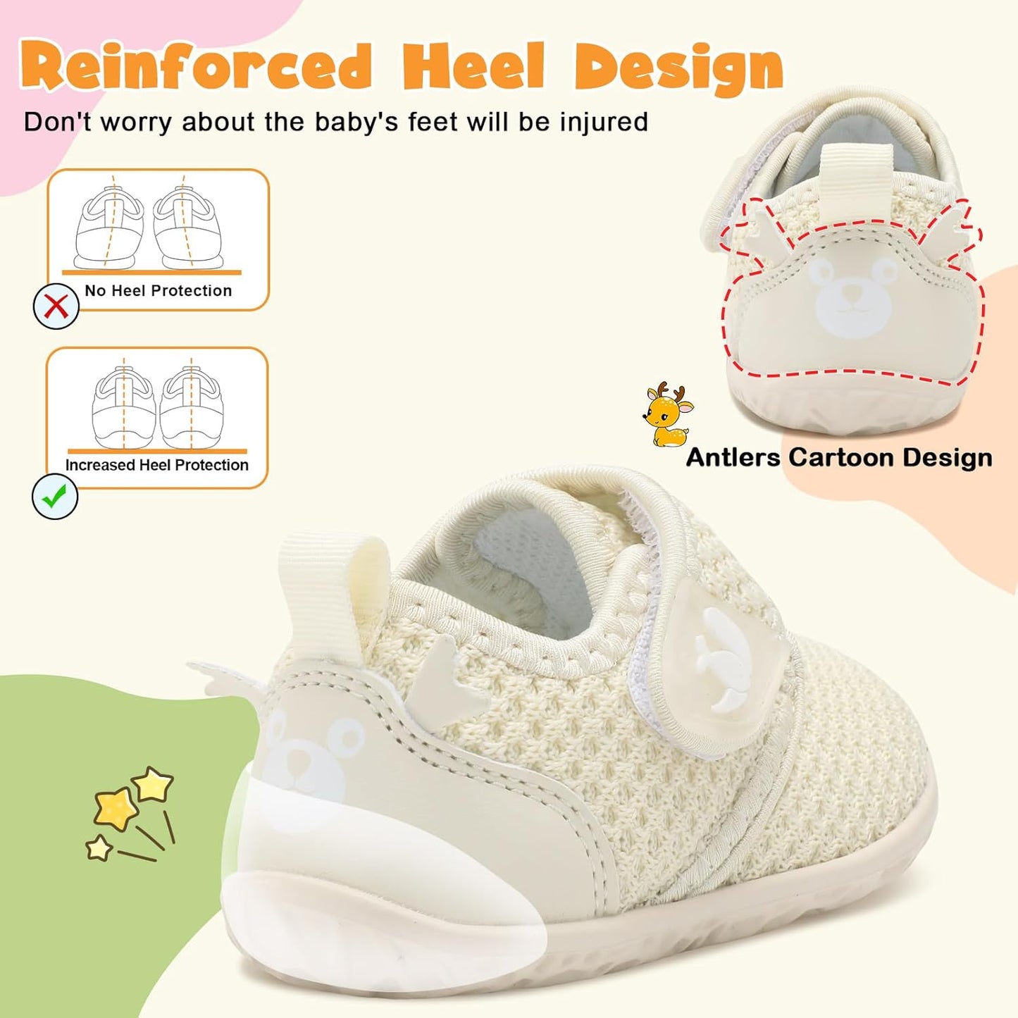FEETCITY Baby Walking Shoes Barefoot Baby Shoes Infant Sneakers Newborn Crib Shoe Lightweight Flexible Slip On Shoe