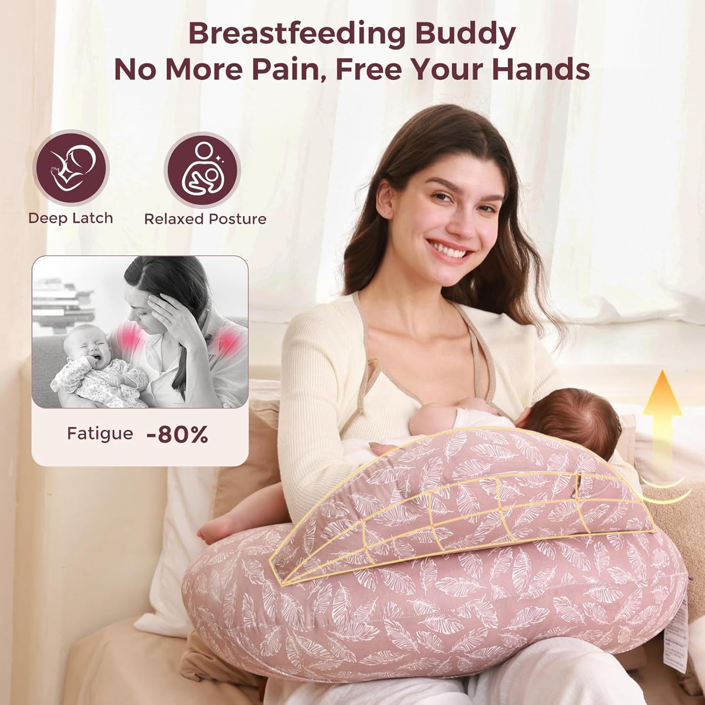 Momcozy Original Nursing Pillow for Breastfeeding-Pioneering Safety Fence- Wider Feeding Pillows
