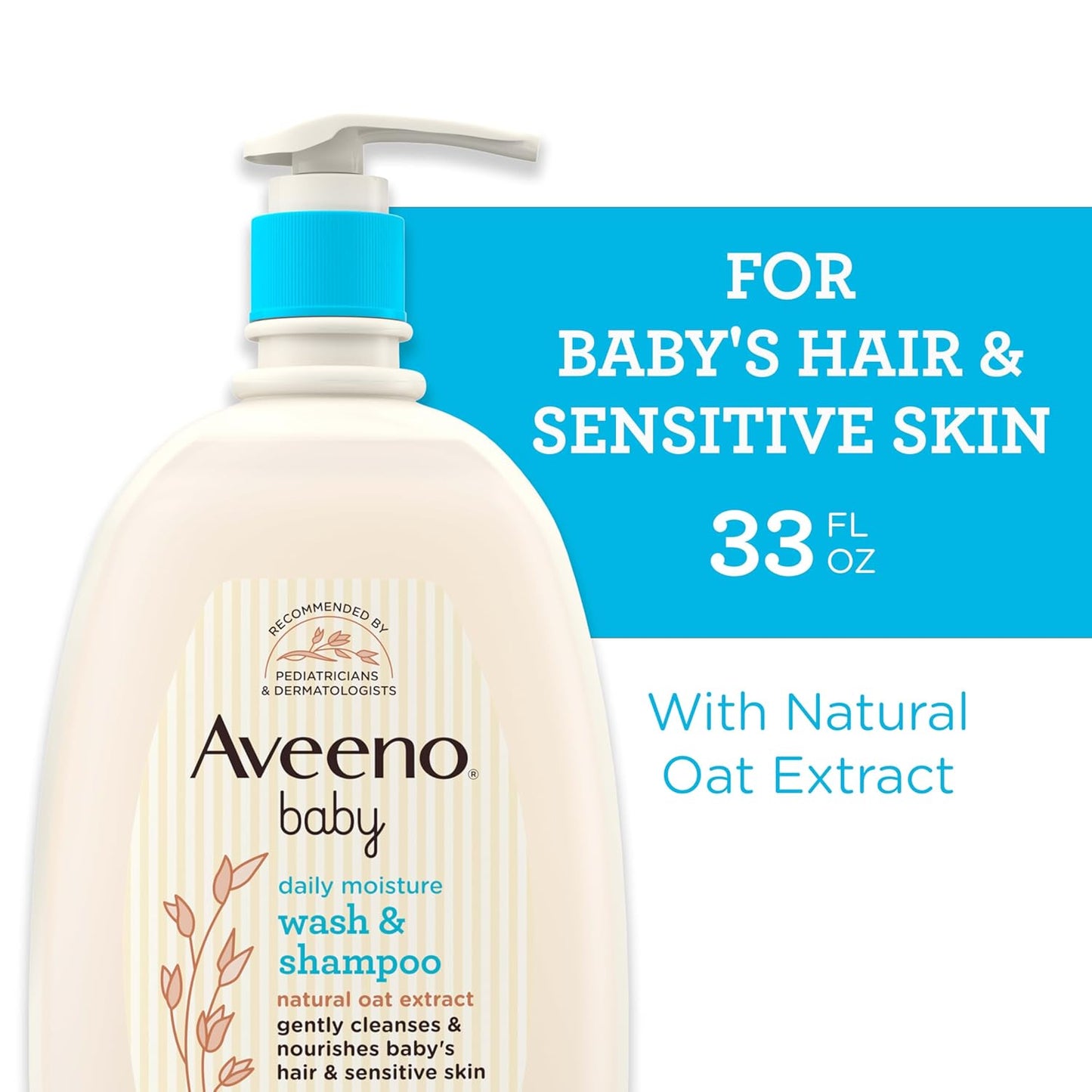Aveeno Baby Daily Moisture Gentle Bath Wash & Shampoo with Natural Oat Extract, Hypoallergenic