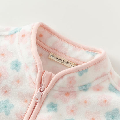 DAVE & BELLA Kids Printed Polar Fleece Jacket Toddler Baby Boys Girls Zip Up Long Sleeve Spring Fall Warm Outerwear Coat