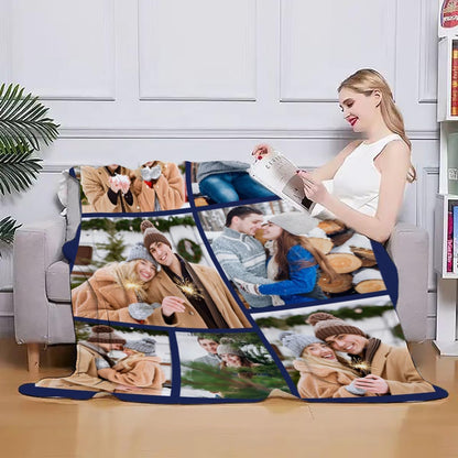 Ships Next Day, Couple Gifts Custom Blanket with Photos, Personalized Flannel Throw Blankets Gifts for Boyfriend Girlfriend Customized Blanket for Wife