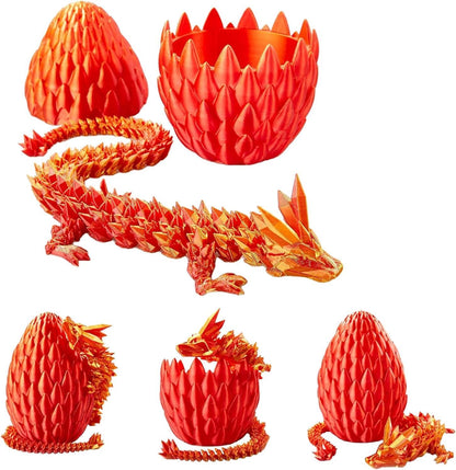 3D Printed Dragon Egg, 15Inch Crystal Dragon in Dragon Egg,Surprise Egg,Articulated Dragon,Fidget Toys for Executive Home Office Decor,Toys for Kids Gifts