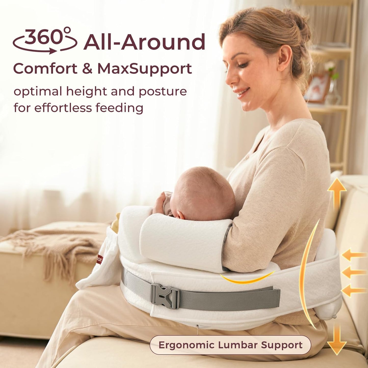 Momcozy CozyPro Nursing Pillow for Breastfeeding - All Around Ergonomic Comfort & Support