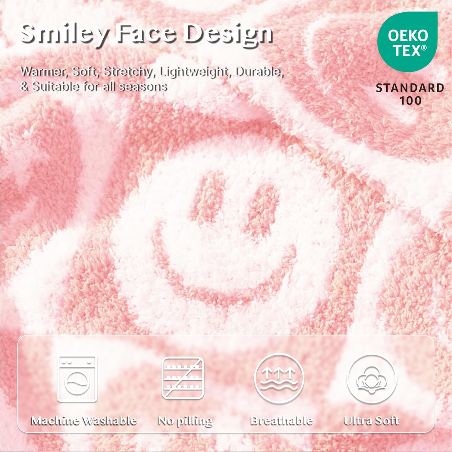 WRENSONGE Checkered Throw Blanket Blossom Smiling Face Soft Cozy Fluffy Warm Hand Made Throw
