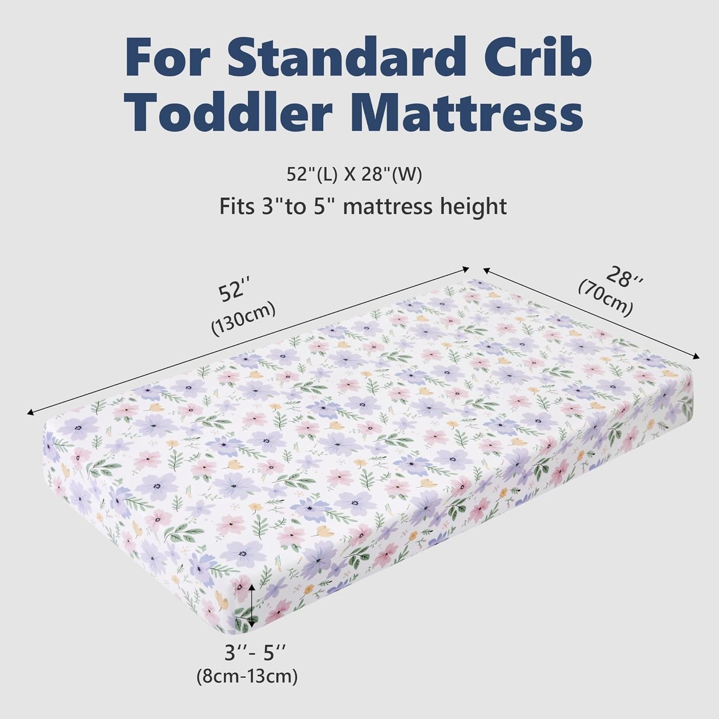 TILLYOU Baby Crib Sheets for Boys Girls, Super Soft Toddler Bed Sheets, 2 Pack Sheets for Standard