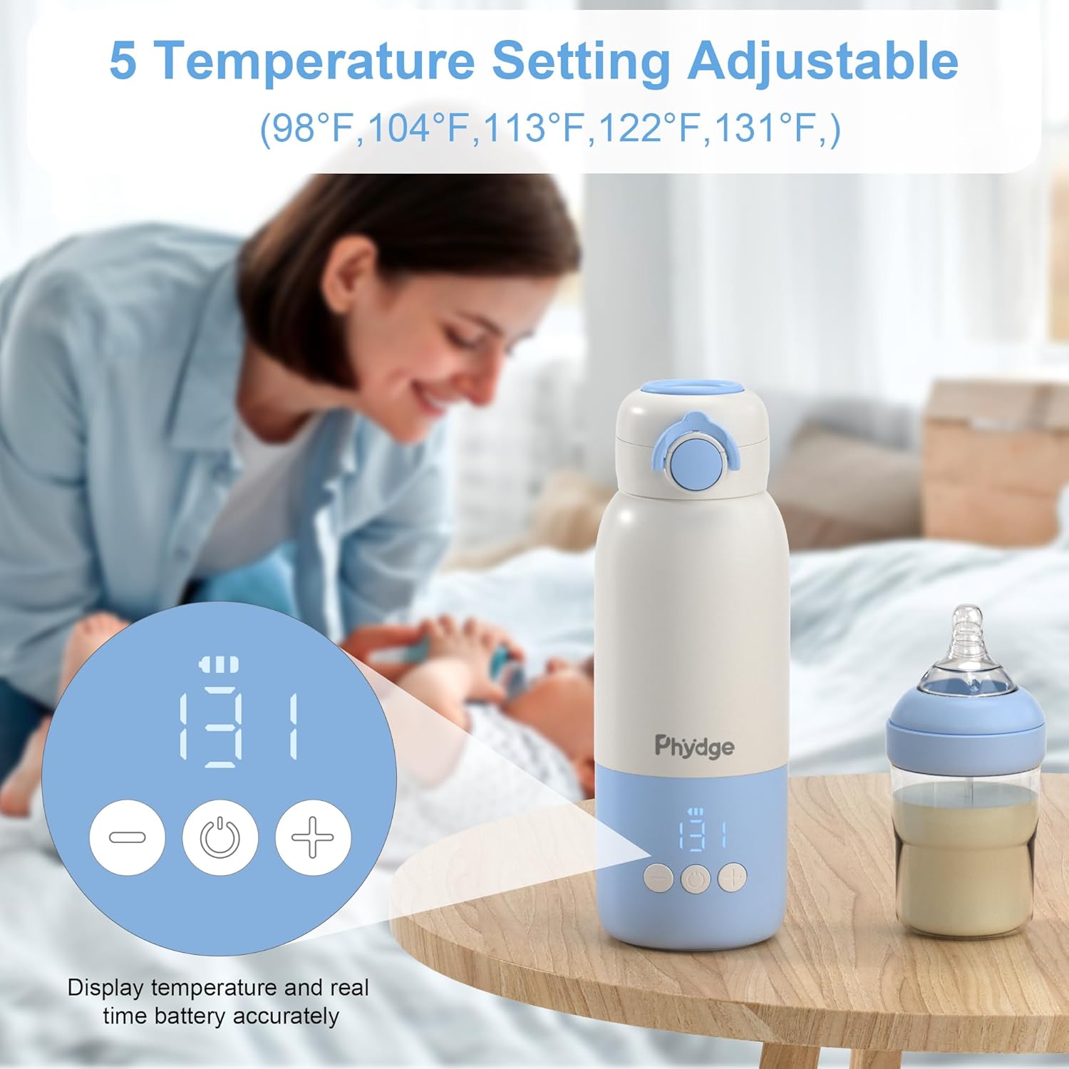 Portable Bottle Warmer for Travel,12.5oz Cordless Baby Milk Warmer on The go for