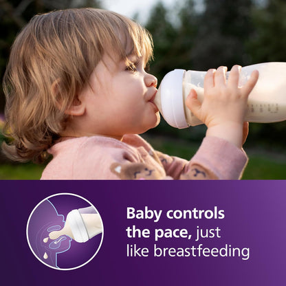 Philips Avent Natural Baby Bottles with Natural Response Nipples (Fast Flow, Flow 4), 11oz, 2-Pack