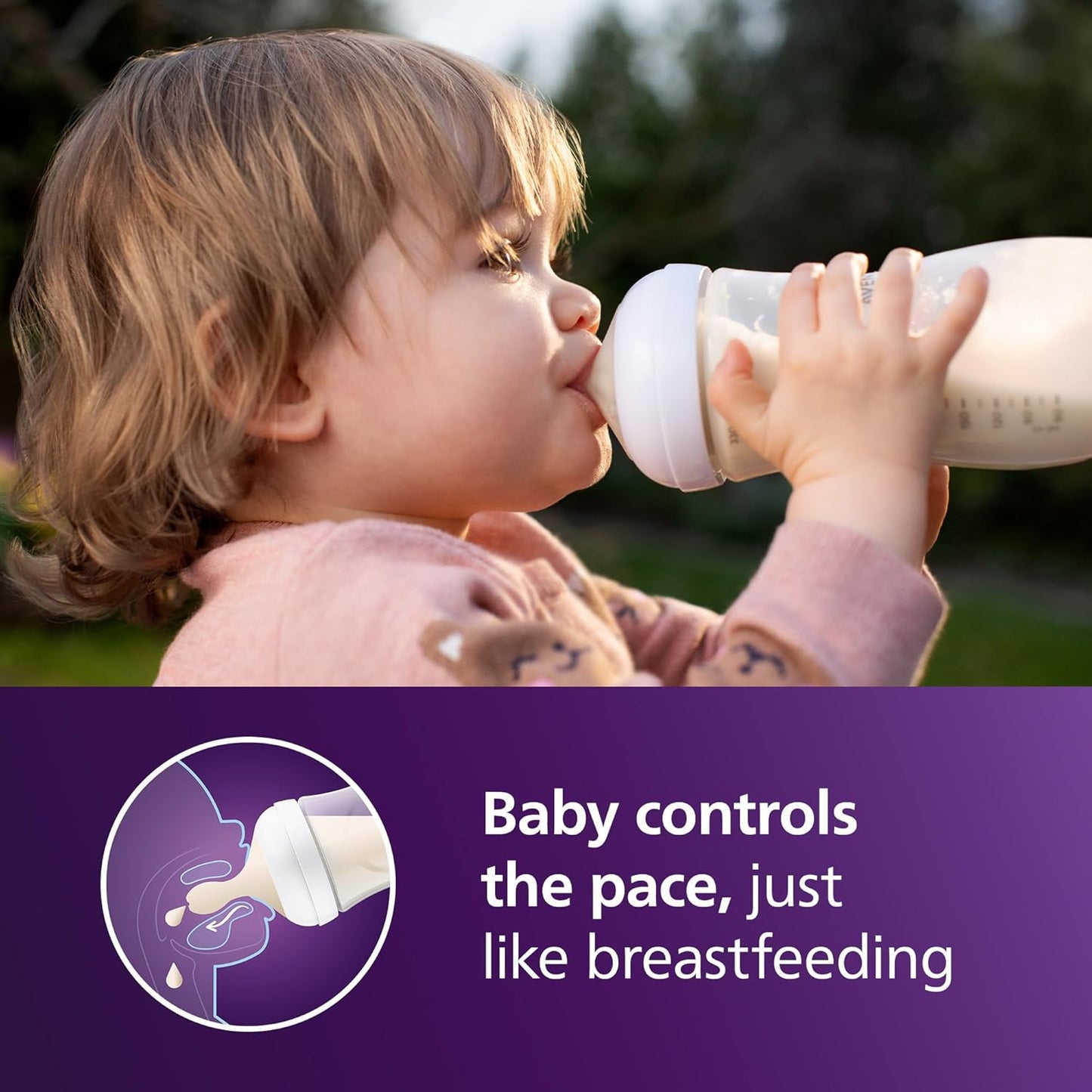 Philips Avent Natural Baby Bottles with Natural Response Nipples (Fast Flow, Flow 4), 11oz, 4-Pack