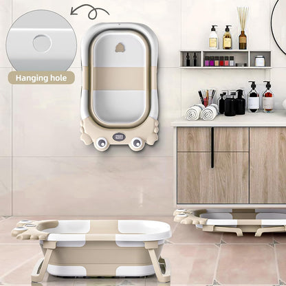 Collapsible Baby Bathtub for Infants to Toddler with Real-time Temp Monitor+Floating