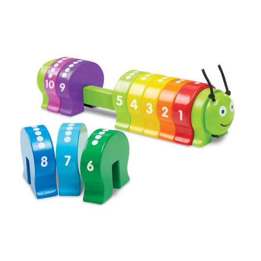 Melissa & Doug Counting Caterpillar - Classic Wooden Toy with 10 Colorful Numbered Segments