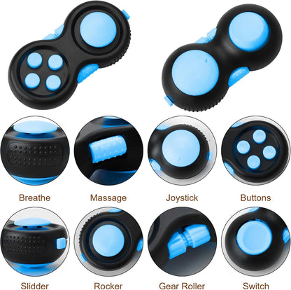 Fidget Toy Kids, ADHD Fidget Toys Adults, Fidget Toys Adults Anxiety with Mini Magnetic Man, Fidget Spinner, Fidget Keychain Keyboard, Fidget Pad (Blue)