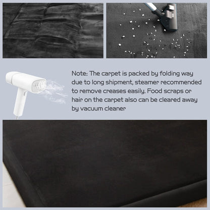 MAXYOYO Black Coral Velvet Area Rug, Thick Japanese Tatami Mat Living Room Carpet with Non-Slip Backing, Large Solid Color Mat for Bedroom Dormitory Yoga, 78 by 78 inch