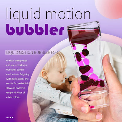 Liquid Motion Bubbler Timer Sensory Toys for Relaxation, Water Timer Fidget Toy for All Age, Motion Bubble Toy Sensory Play for Office Home (Blue Pink & Blue Green, 2 Pack)