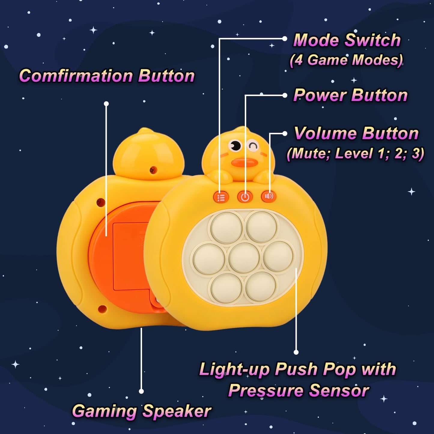 Quick Push Console with Instant Sound Feedback | Handheld Fast Speed Pushing Game | Pop The Target Interactive Educational Sensory Fidget Toy for Kids Adults | Fun Toy for Children 3-12