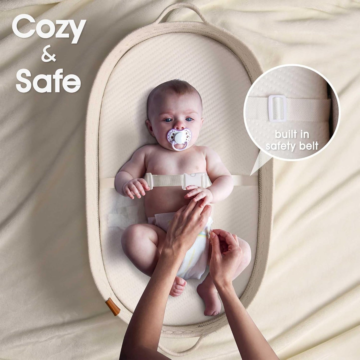 Baby Changing Basket Includes Diaper Caddy - Breathable & Waterproof Dual-Cover, Portable, Changing Pad for Dresser & Changing Table, Gift for Baby Shower, Cotton Rope Basket for Baby