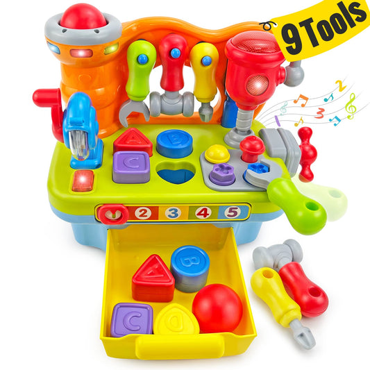 SunnyPal Toys for 1 Year Old Boy Birthday Gift, 9 in 1 Multifunction Music Workbench Learning Toy
