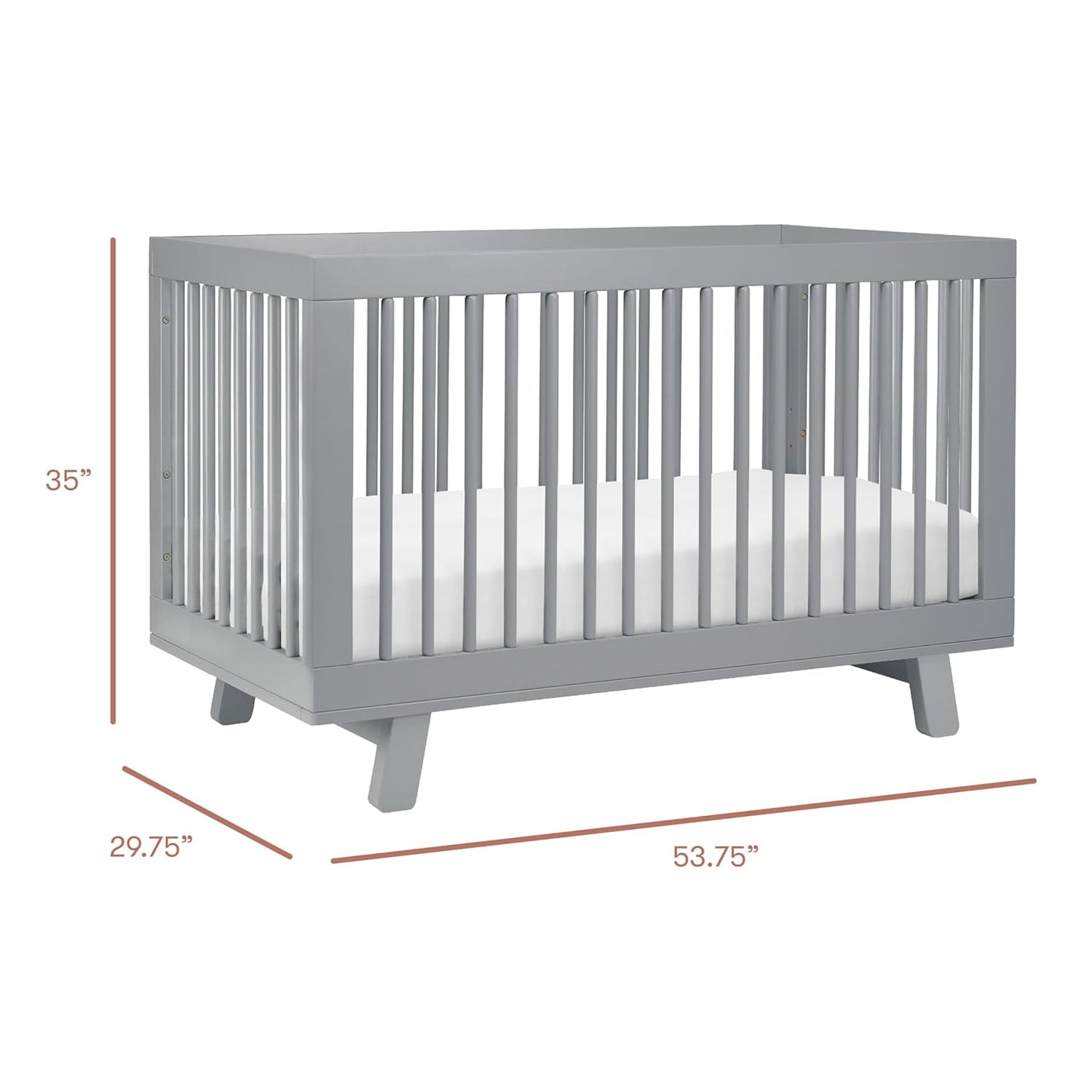 Babyletto Hudson 3-in-1 Convertible Baby Crib - GREENGUARD Gold Certified Convertible Crib to Toddler Bed & Daybed - Wooden Baby Bed with 4 Adjustable Mattress Heights - Strong & Easy Assembly - Grey