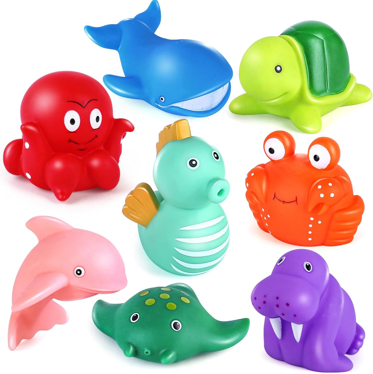 LotFancy Bath Toy, 8PCS Mold Free Bath Toys for Kids Ages 1-3, No Holes Baby Bath Toys for Toddlers