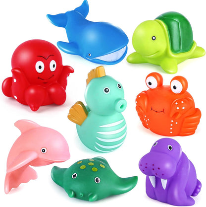 LotFancy Bath Toy, 8PCS Mold Free Bath Toys for Kids Ages 1-3, No Holes Baby Bath Toys for Toddlers