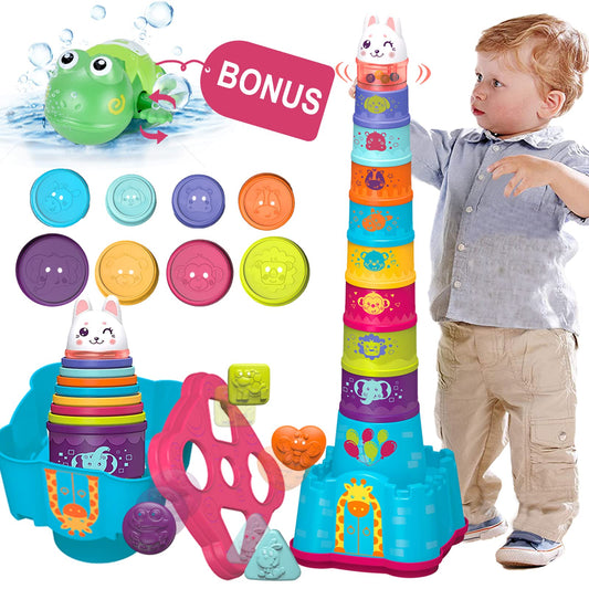 LTKFFFdp Baby Stacking Toys for Toddlers 1-3, Nesting Cups Shape Sorter for Infant 6 to 12-18