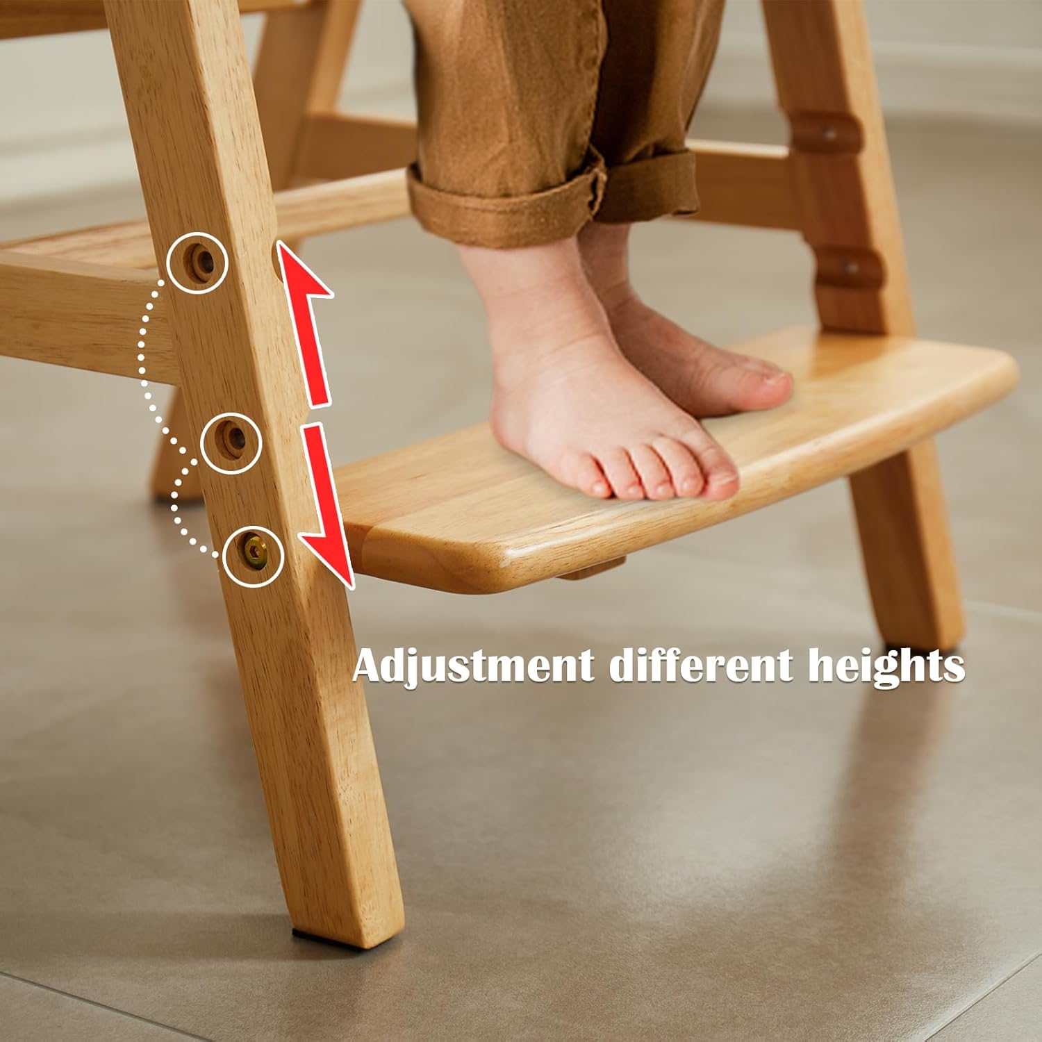 Solid Wood high Chairs for Toddlers,High Chair Grows with Kid for Dining, Study Chair for Children