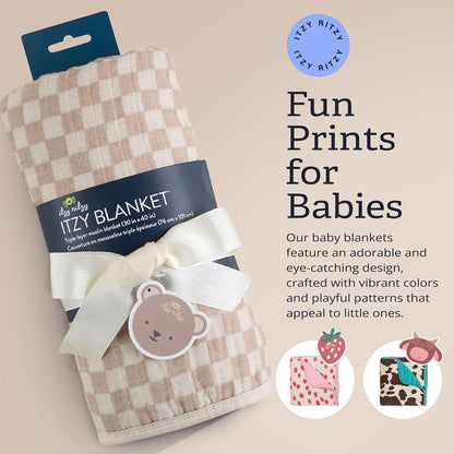 Itzy Ritzy Baby Blanket – Soft Cotton Muslin Multi-Use Blanket - Can Be Used as a Tummy Time Mat