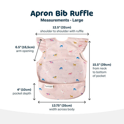 Tiny Twinkle Mess Proof Baby Bib - Waterproof & Lightweight Baby-Led Weaning Apron | 100% Recycled Polyester, Easy Clean & Machine Washable (Unicorn Confetti, Small 6-24 Months)