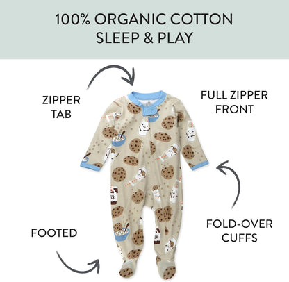 HonestBaby Baby Sleep N' Play One-Piece Zip-Front Footed Organic Cotton Pajama Sleeper