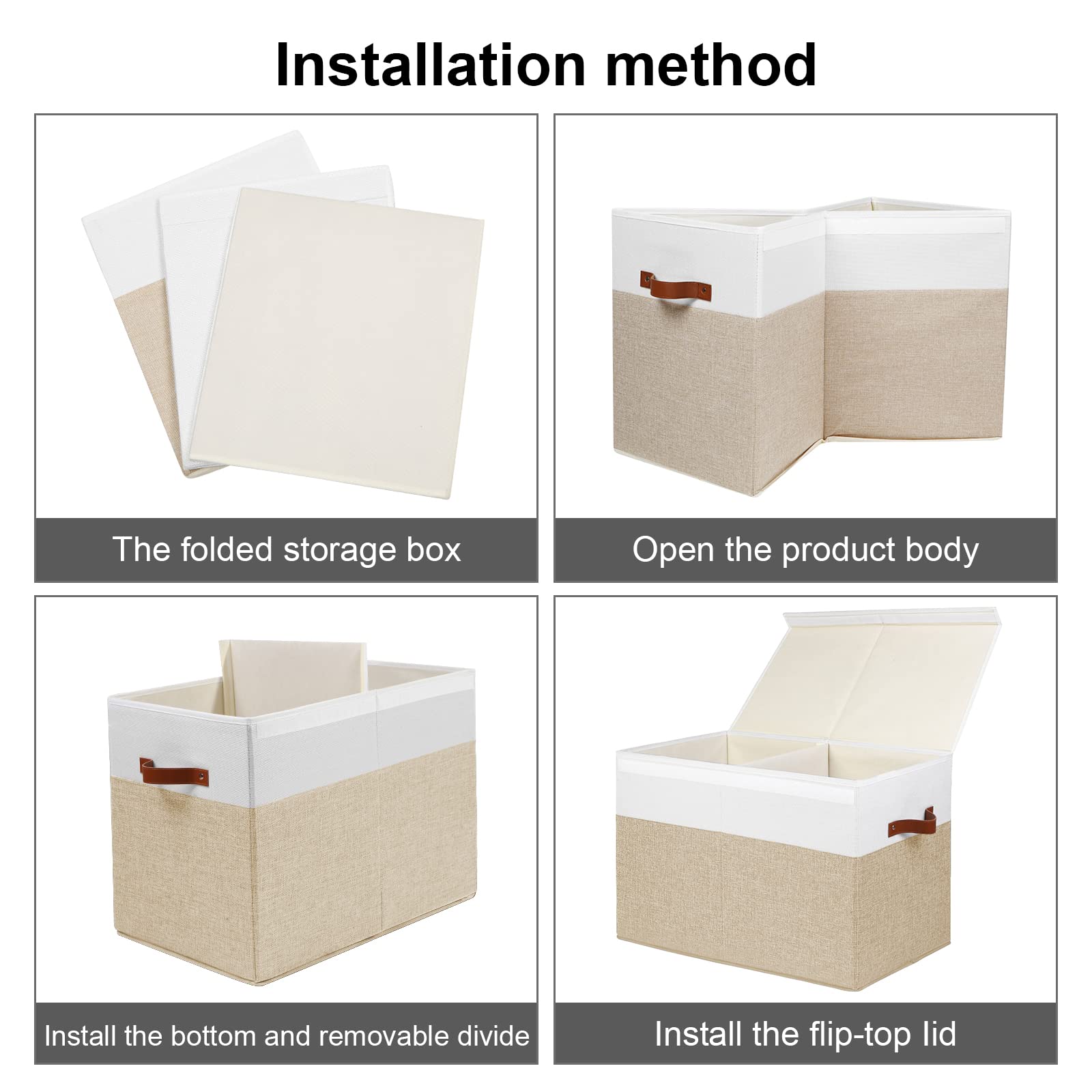 Large Toy Storage Box with Lid, Toy Chest Bin Boxes Basket with Dividers