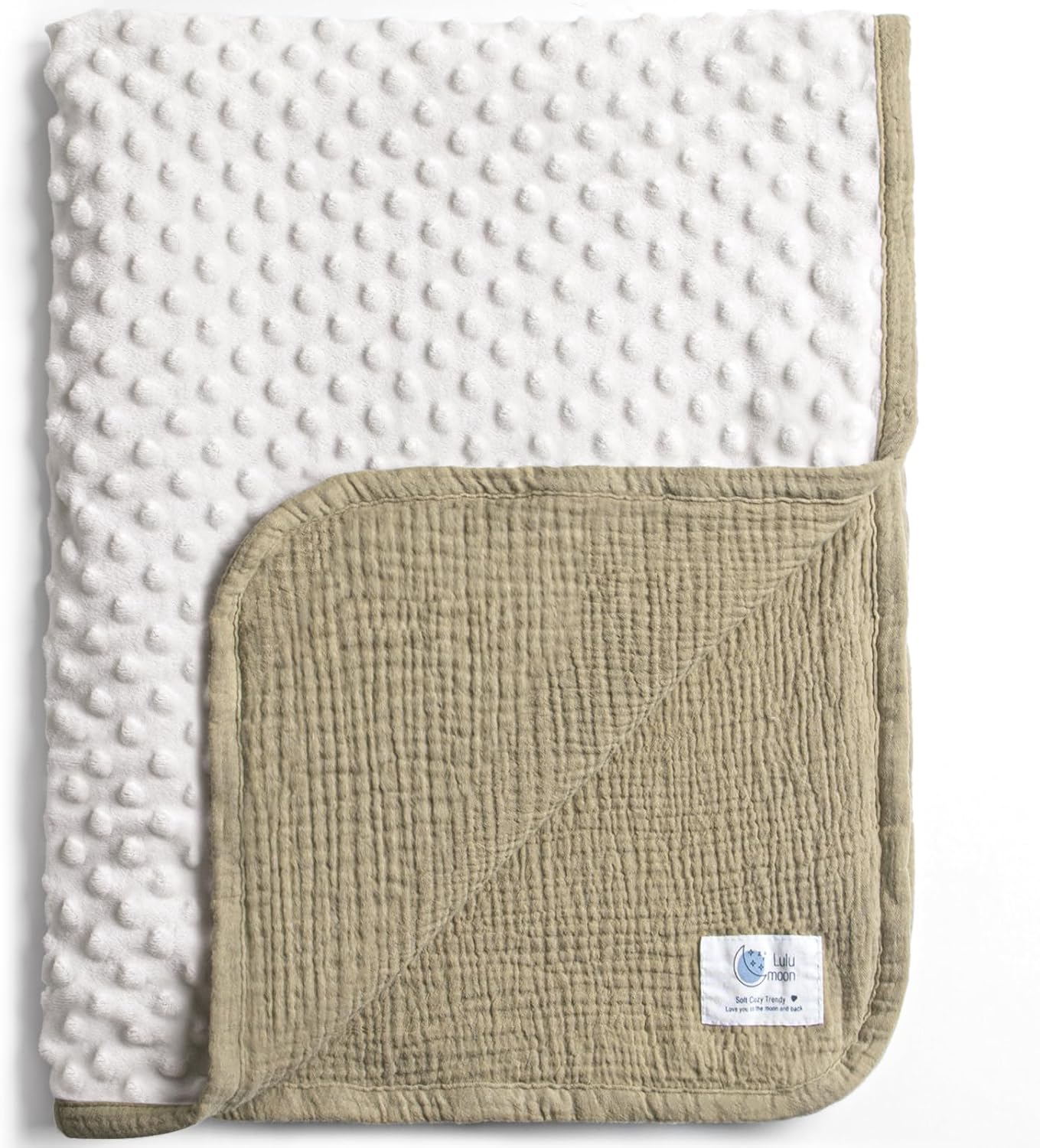 lulumoon Baby Blanket for Newborn Receiving: Minky Dot & Muslin Lightweight - Thermal Blanket Gift