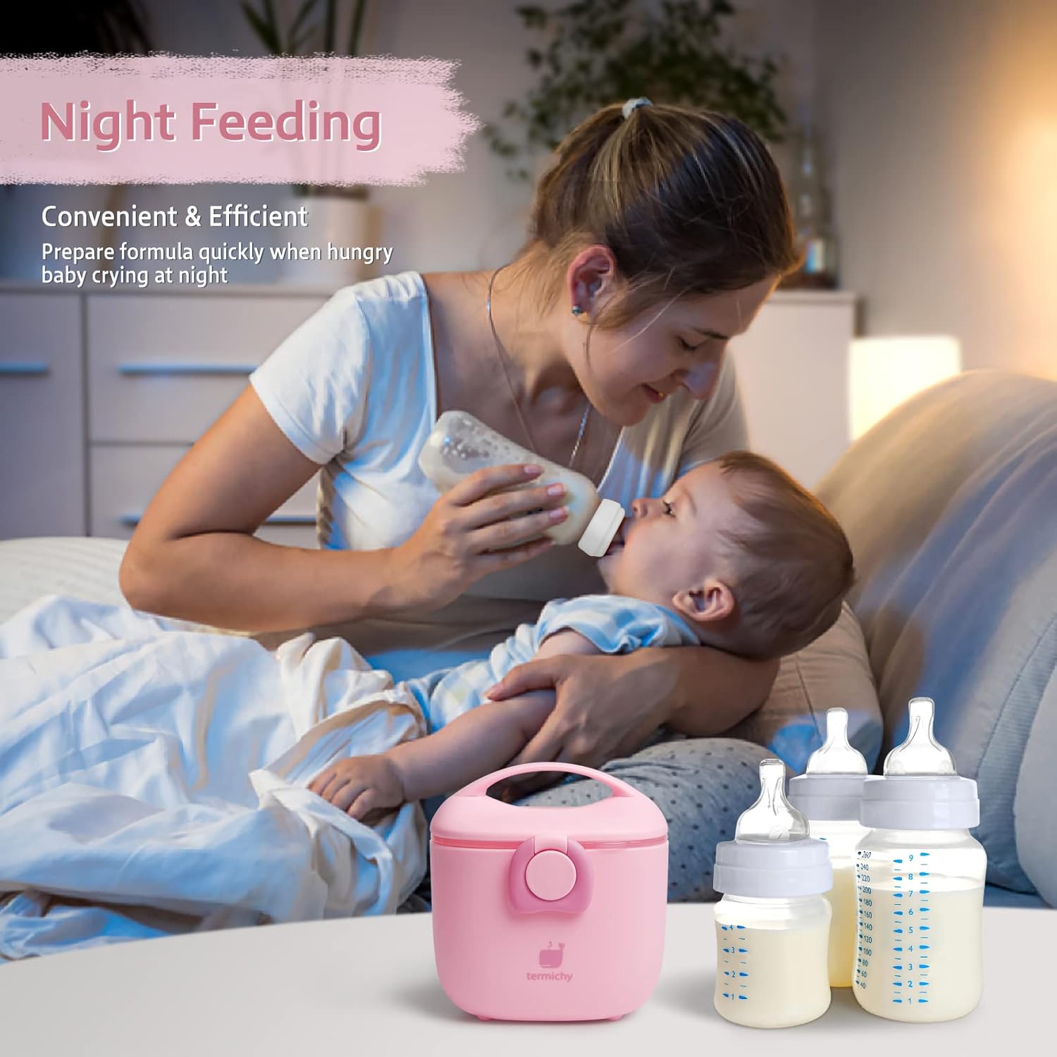 Termichy Baby Formula Dispenser, Portable Milk Powder Dispenser Container with Carry Handle and