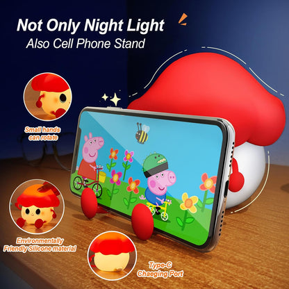 Mushroom Night Light for Kids, Cute Silicone Night Light, 7 Adjustable Color Breathing Mushroom Lamp, Rechargeable USB LED Touch Light for Children's Room Decor, Christmas Birthday Gift (Purple)