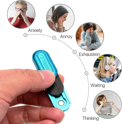 Mini Fidget Slider, Metal Card Fidget Slider Fidget Keychain Fidget Blocks Kit Adult Anxiety Anti Stress (Blue)